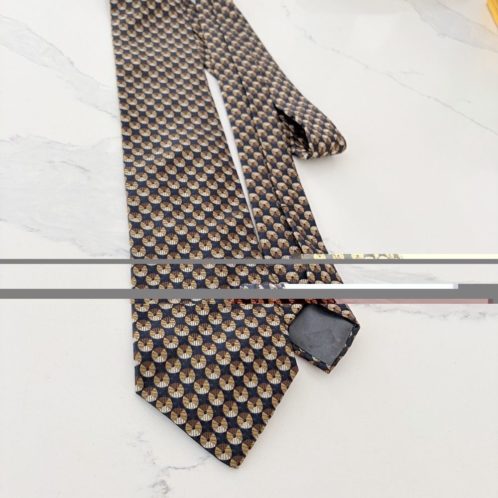 French Charvet Place Vendome Silk Tie Sphere Brown Geometric - Picture 2 of 4